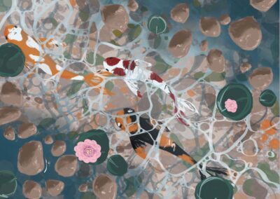 Painting of koi in a Pond